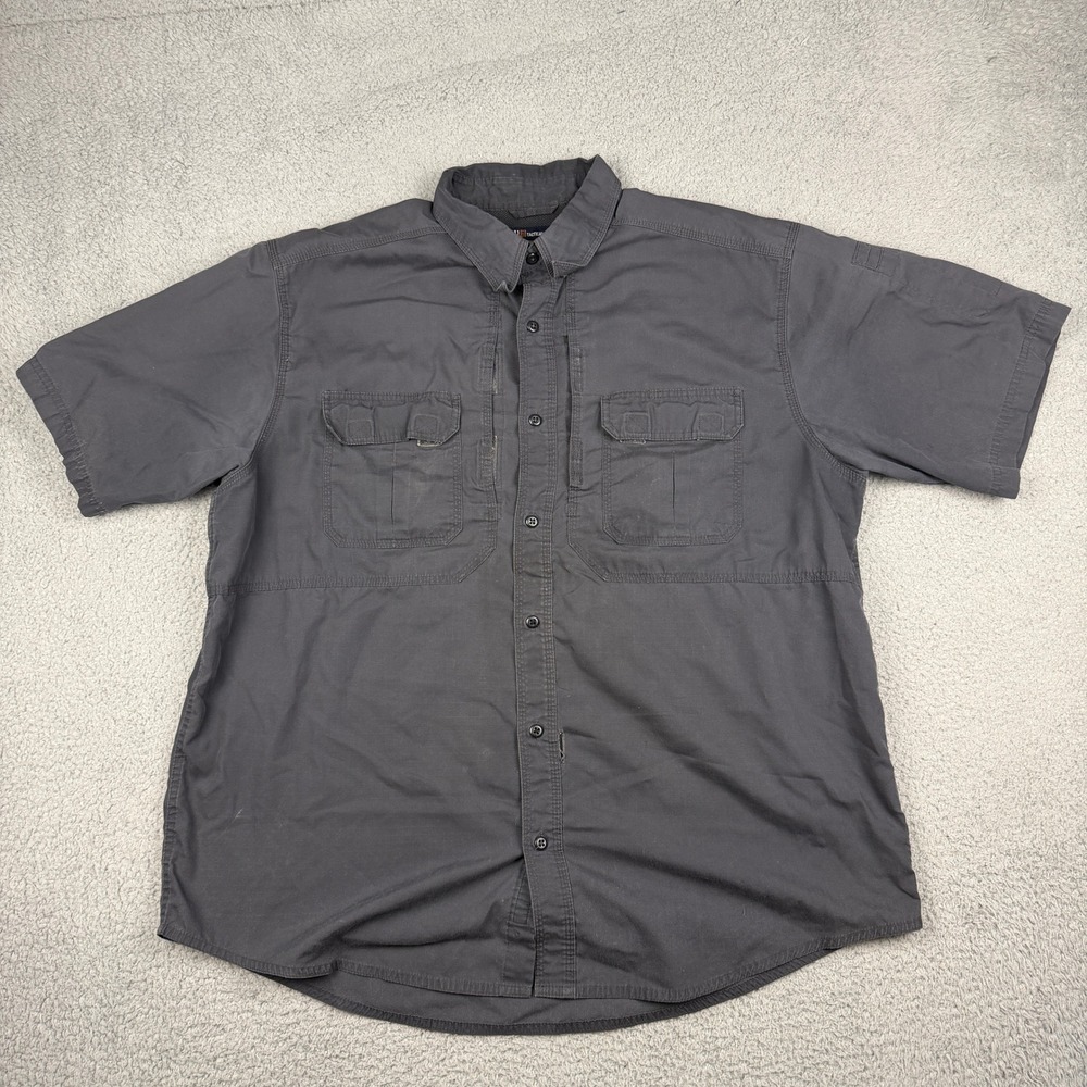 5.11 Tactical Shirt Mens XL Gray Taclite Pro Short Sleeve Distressed